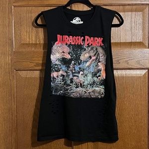 Forever 21 Jurassic Park distressed muscle tee